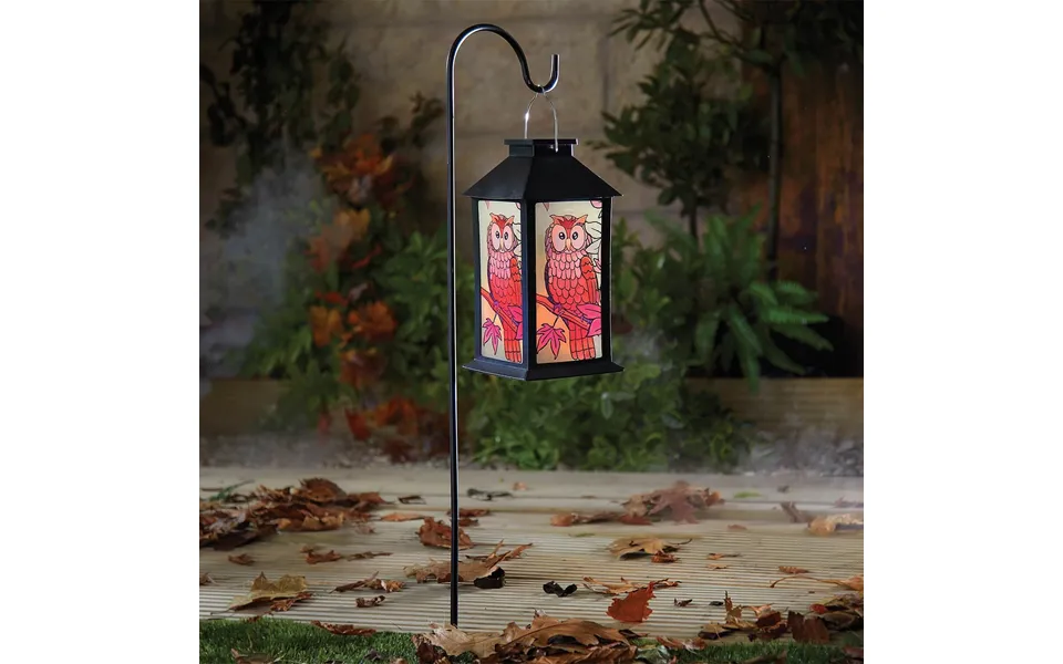 Solar Owl Lantern On Stake H28 Xw14 Xd14cm