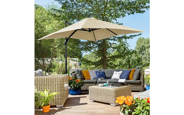 Square Cantilever Roma Parasol Cream White