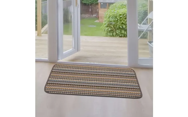 Stripe Washable Mat Beige 200x67cm