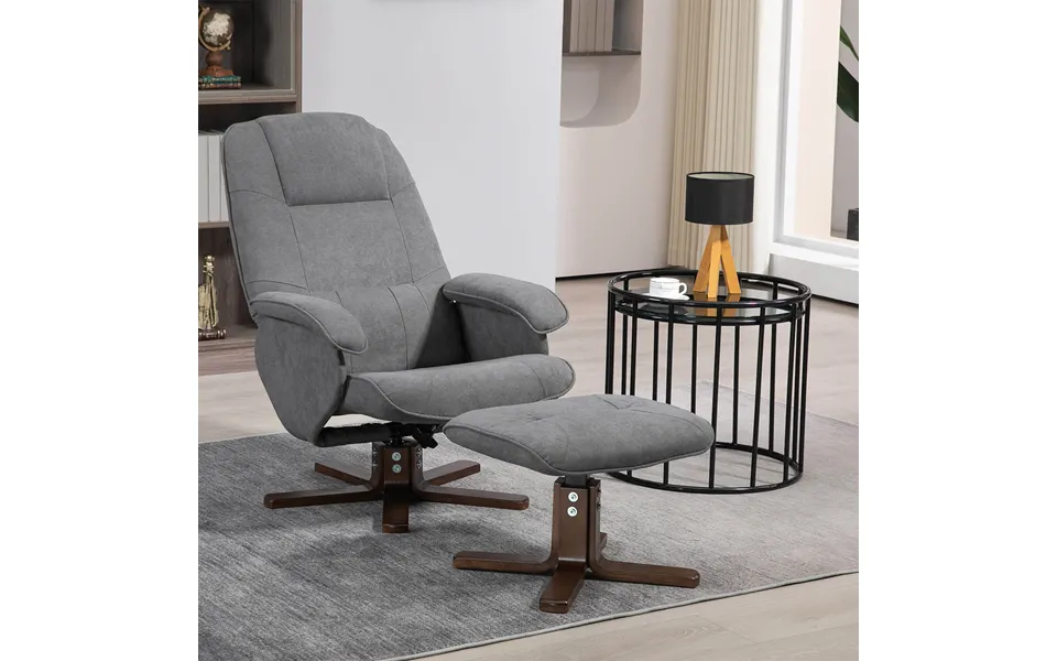 Swivel Recliner Chair With Footstool Grey