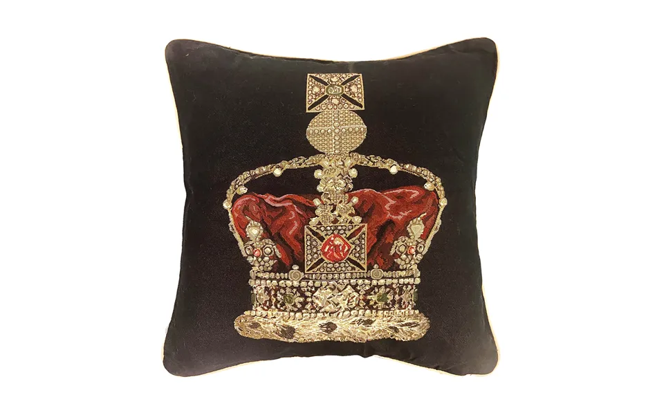 Tapestry Cushion Cover Panel Crown Black
