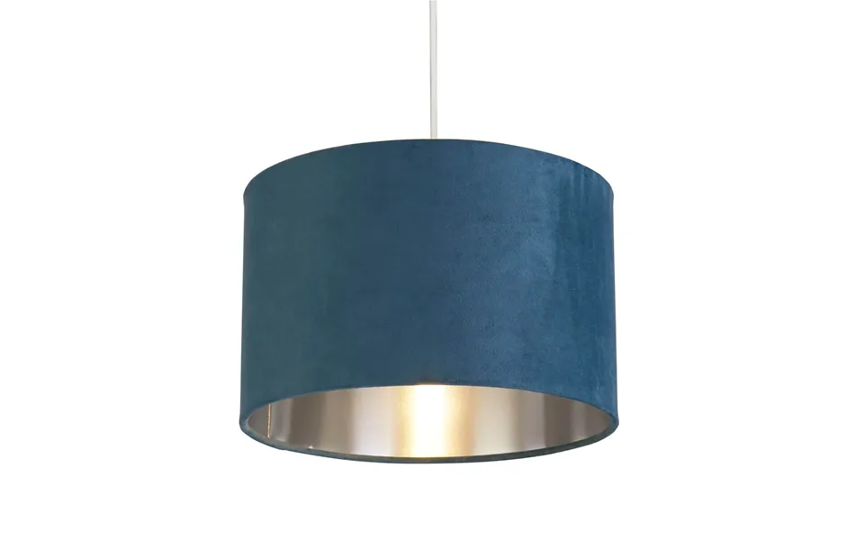 Teal Velvet Drum Shade & Silver Inner 27cm