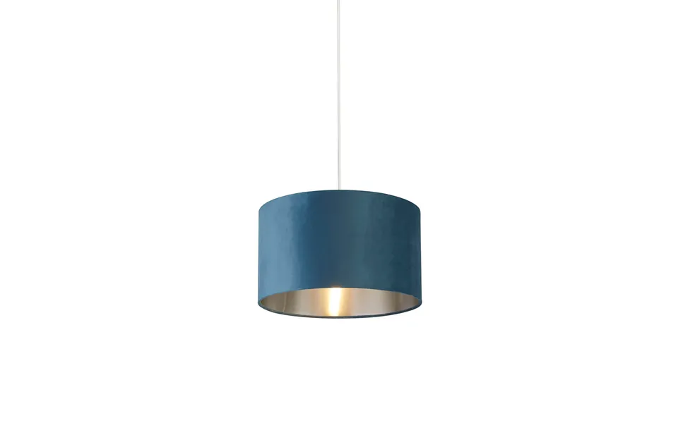 Teal Velvet Drum Shade & Silver Inner 35cm