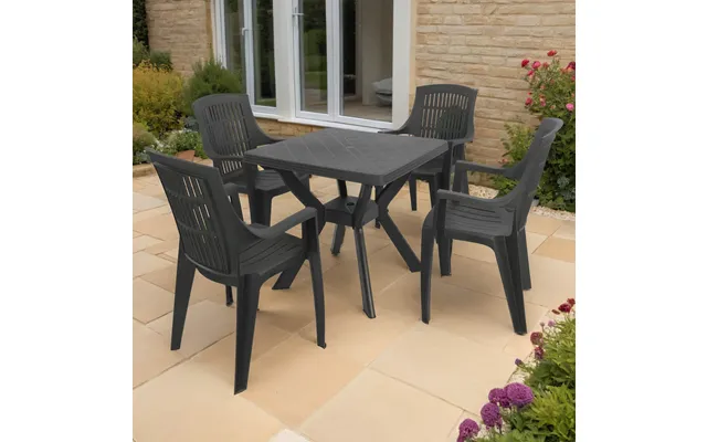 Turin Square Table With 4 Parma Chairs Set Anthracite