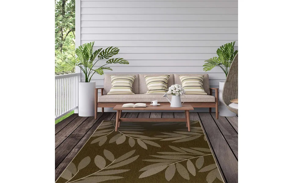 Two Weave Rug Trailing Leaves Beige 230x160cm