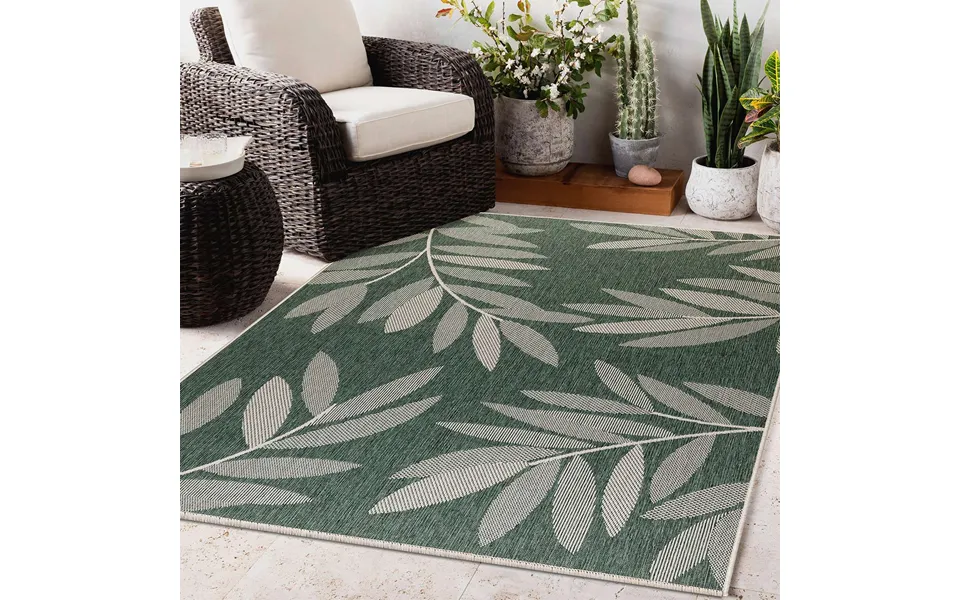 Two Weave Rug Trailing Leaves Green 230x160cm