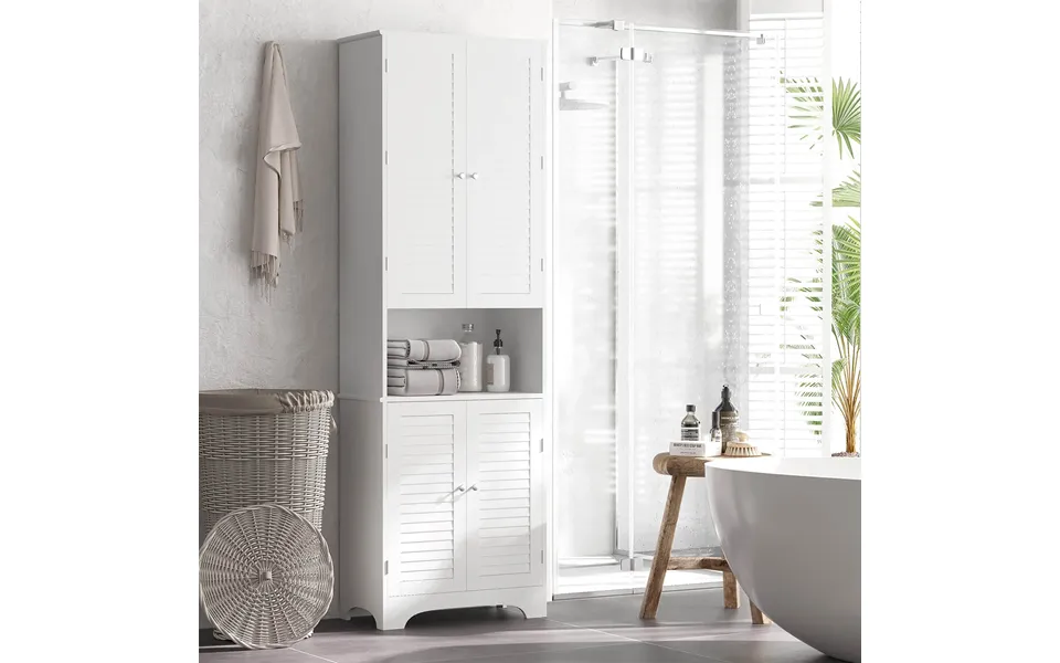 White 183x60cm Tall Freestanding Bathroom Cabinet