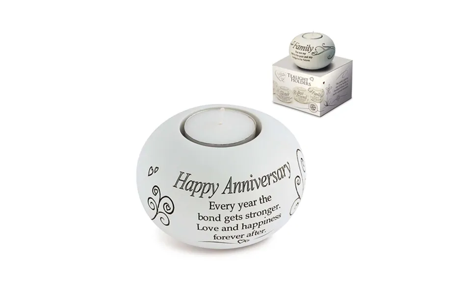 With Sentiment Tealight Holder Happy Annivers