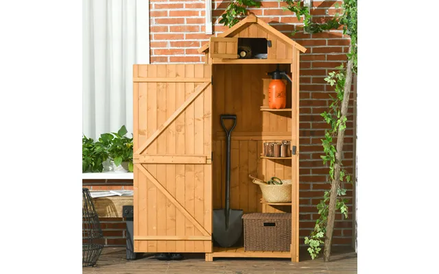 Wooden Garden Storage Shed Tool Storage Box 77 X 54 X 179 Cm Brown