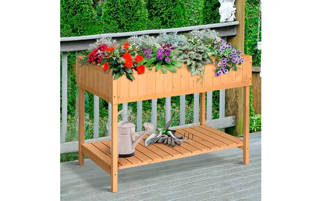 Wooden Herb Planter Stand 8 Cubes Bottom Shelf Raised Bed Natural product image