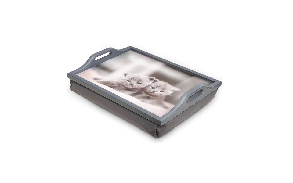 Wooden Lap Tray With Kitten Design And Cushion