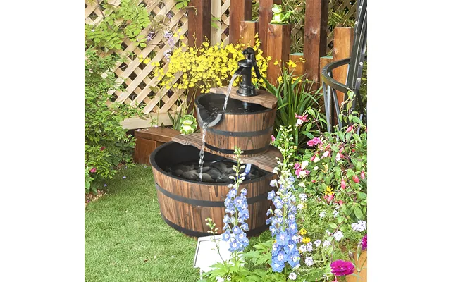 Wooden Water Pump Fountain 2 Tier Cascading Feature