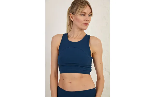 Organic Cotton Bra With Cut-out Detail Longline Teal Blue - L