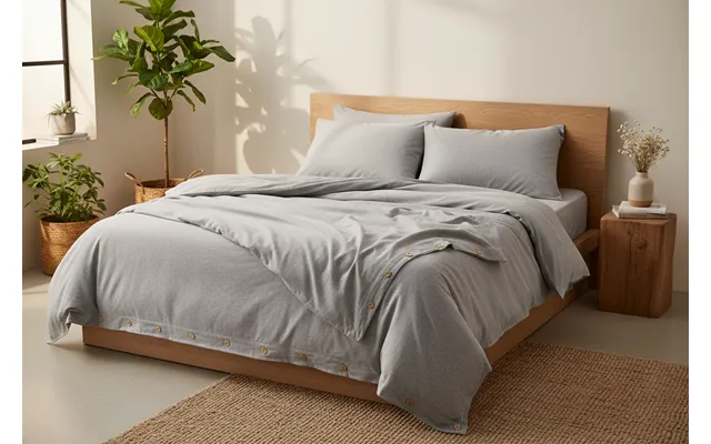 Organic Cotton Jersey Bedding Set Grey Melange, Gots Certified - Grey Melange Single