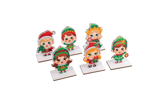 Christmas Elves Crystal Art Decorations Set Of 6