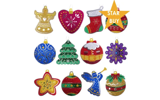 Christmas Shapes Crystal Art Hanging Decorations Set Of 12