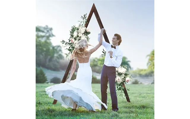 10.2ft Tall Rustic Triangle Wedding Arch Thicken Wooden Backdrop Stand Frame For Garden Wedding Ceremony Decorations - C