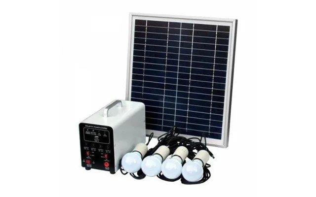 15w Off-grid Solar Lighting System With 4 Led Lights - Solar Panel And Battery