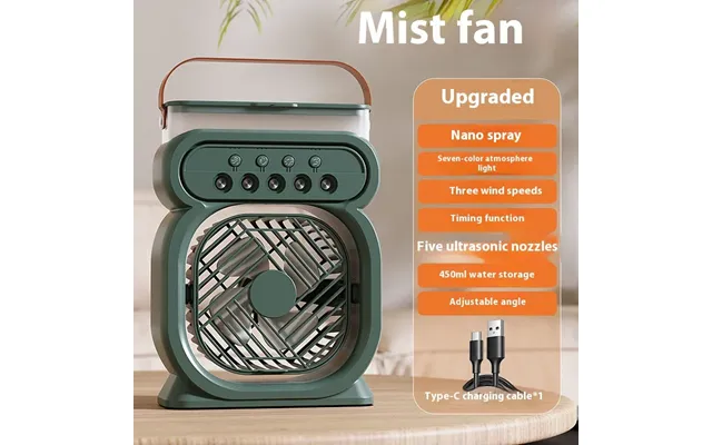 3 In 1 Portable Air Conditioner Evaporative Air Cooler Led Night Lights 3 Speeds Humidifier Fan For Home Office - Green