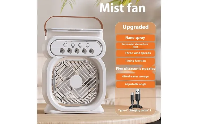 3 In 1 Portable Air Conditioner Evaporative Air Cooler Led Night Lights 3 Speeds Humidifier Fan For Home Office - White