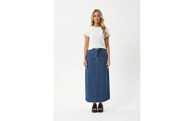 Afends Chichi- Denim Midi Skirt - Authentic Blue 32