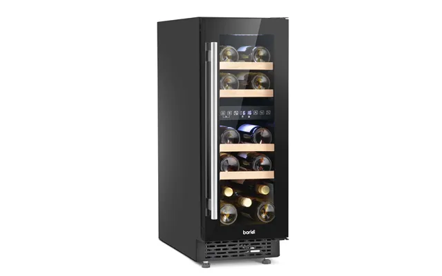 Baridi 17 Bottle Slim Dual Zone Built-in Wine Cooler With Beech Wood Shelves - Black Dh204