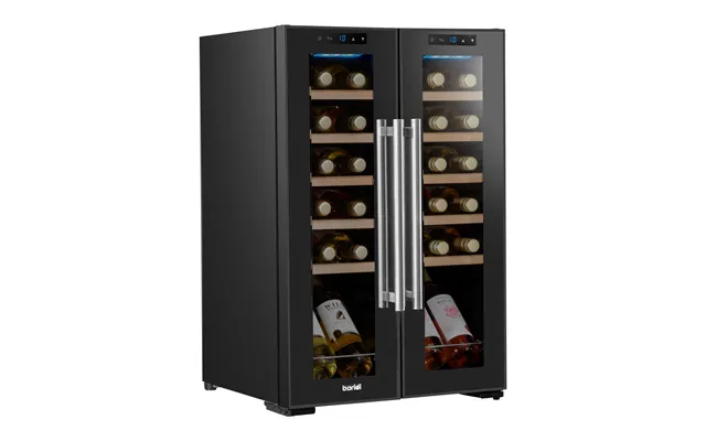 Baridi 24 Bottle Dual Zone Wine Fridge With Beech Wood Shelves & Led Light - Black Dh97