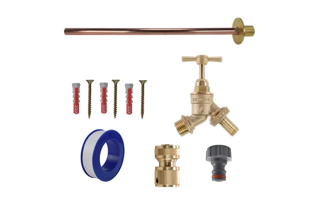 Brass Barbed Bib Tap Basic Connection Kit - Kit With Brass Hose Connector