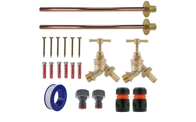 Brass Barbed Bib Tap Basic Connection Kit X2 - Kit With Black Orange Hose Connector