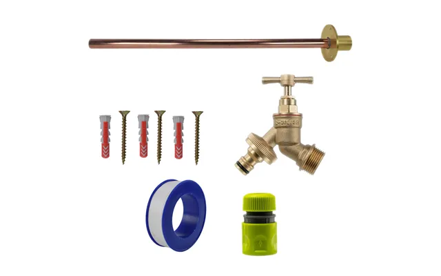 Brass Quick Connect Bib Tap Basic Connection Kit - Kit With Lime Line Hose Connector