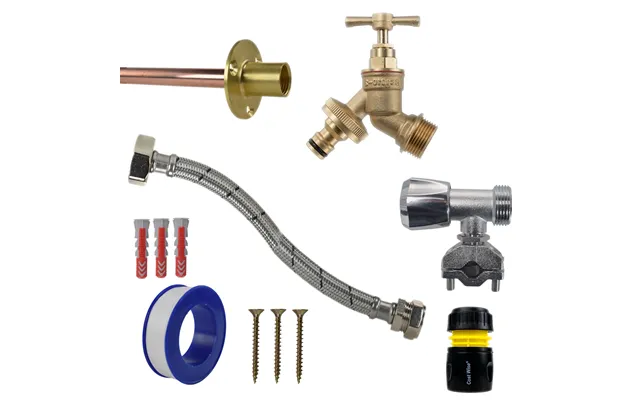 Brass Quick Connect Bib Tap Full Connection Kit - Kit With Black Yellow Hose Connector