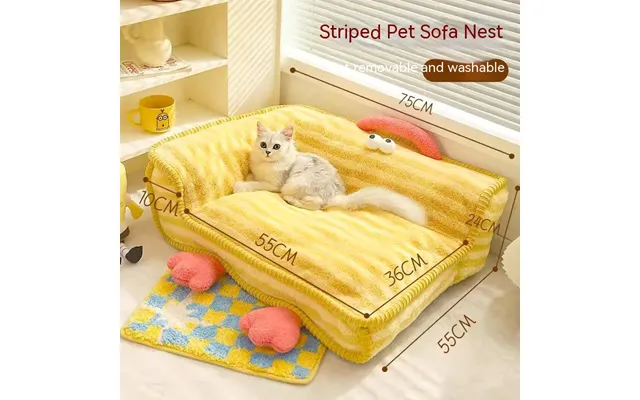 Cat Nest Winter Warm Pet Bed Removable And Washable - Striped Pet Sofa Nest