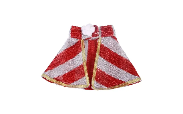 Cat Small White Floral Striped Top Dog Snowflake Festive Cloak - Red Silver M