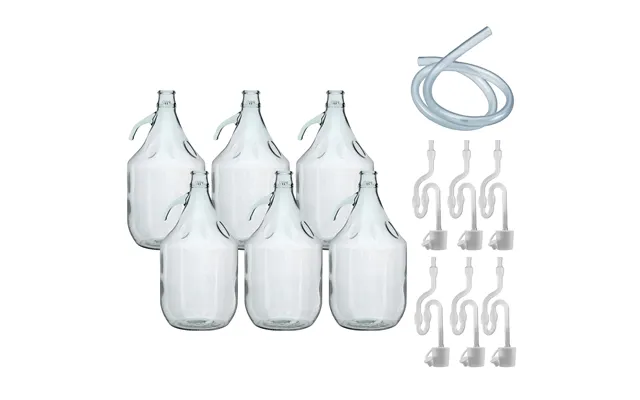 Glass Demijohn 5l 6 Pack Plain With Airlock - Bung & Tube