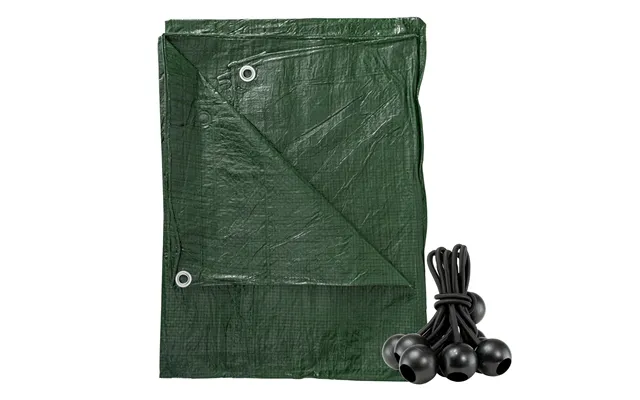 Green S-grade Tarpaulin With 10 X Bungee Balls Black - 2m X 2m