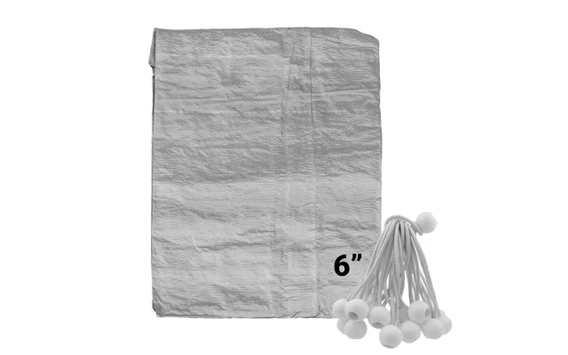 Grey S-grade Tarpaulin With 20 X 6 Bungee Balls White - 2m X 3m