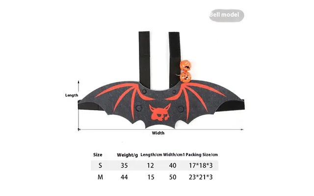 Halloween Pet Batwing Cat Pet Costume - Red Ghost Bat Bell M