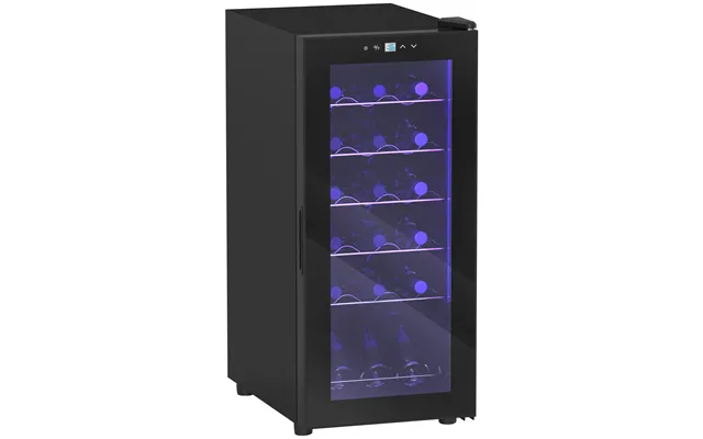 Homcom 50l Wine Cooler, 18 Bottles Freestanding Wine Fridge With Glass Door, Led Light, Temperature Control And Digital 
