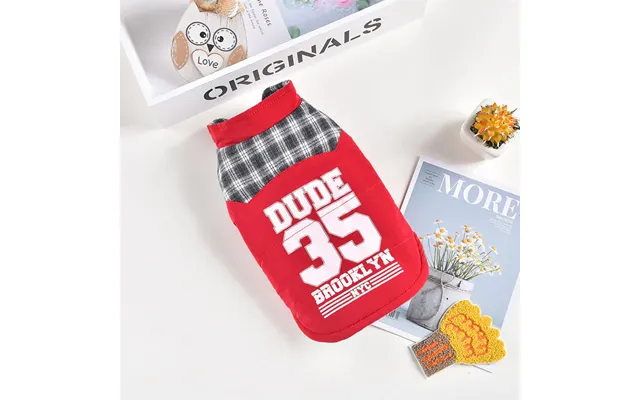 New Teddy Pet Plaid Vest Jacket For Autumn And Winter - Red 4l