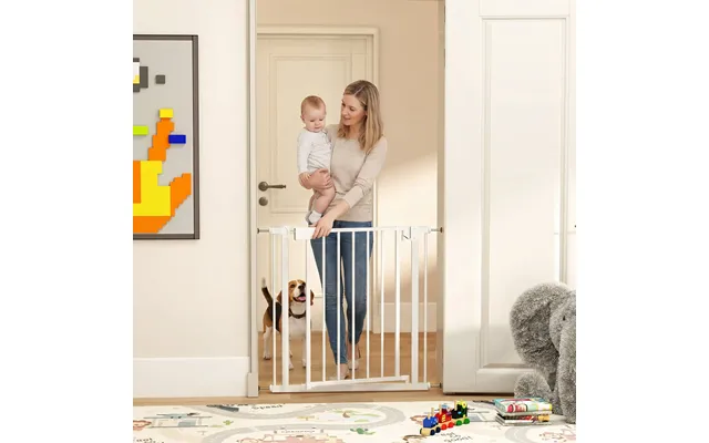 Pawhut Baby Gate, Pet Safety Gate Pressure Fit, 76-82cm Wide With Two-way Open, One-hand Opening - White