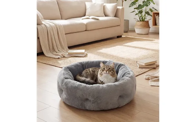 Pawhut Cat Bed, Reversible Dog Pet Bed For Indoor Cats And Small Dogs, Round Bed With Supportive Bolster, Dark Grey - Da