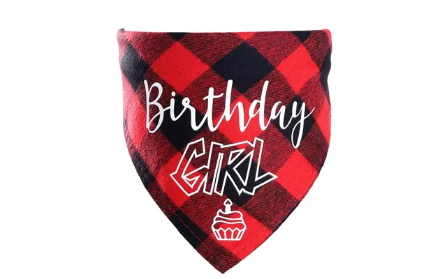 Pet Birthday Triangle Scarf Dog Saliva Towel Cotton Plaid Cat Scarf Birthday Party Gifts - Red