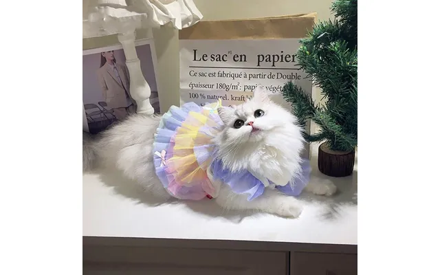 Pet Cat Clothes Dog Lace Mesh Dress - Dream Purple Gradient Xs
