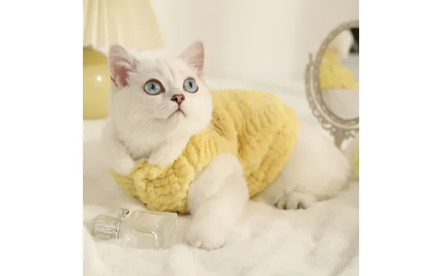 Pet Cat Clothes Fleece-lined Warm Anti-lint - Yellow With Fleece Lining Xl