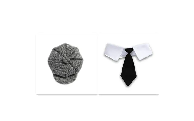 Pet Cat Gentleman Beret Tie Photo Props - Set Adult Cat One Size