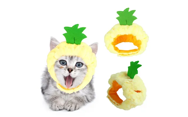 Pet Headgear Cute Dog Teddy Dress Up Sunflower Cat Headdress Wig Cat Headgear Hat - Pineapple Hat Average Size
