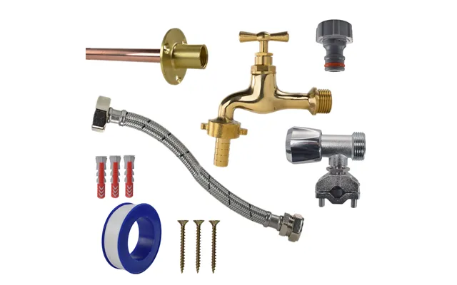 Polished Brass 13mm Barb Tap Full Connection Kit - Polished Brass 13mm Barb Full Tap Kit