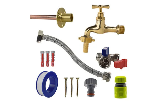 Polished Brass 13mm Barb Tap Standard Connection Kit - Kit With Lime Line Hose Connector