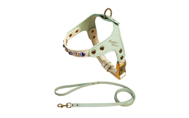 Pu Leather Dogs And Cats Diamond Chest Back Suit - Green Suit S