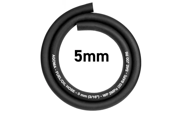 Rubber 5mm Braided Fuel, Oil Hose Sae J30 R6 - 1m